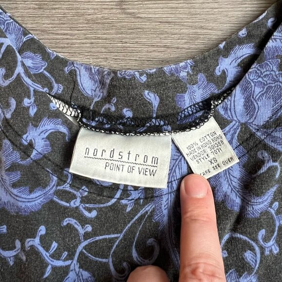 Vtg 80s Nordstrom Point of View Paisley Botanical Cotton T-Shirt Dress Size XS - Picture 5 of 5